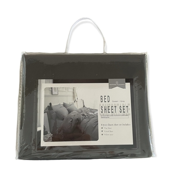 NIB MODERNE ELEGANCE Gray Queen Brushed Microfiber Soft Comfortable Bedding Set - Picture 2 of 3